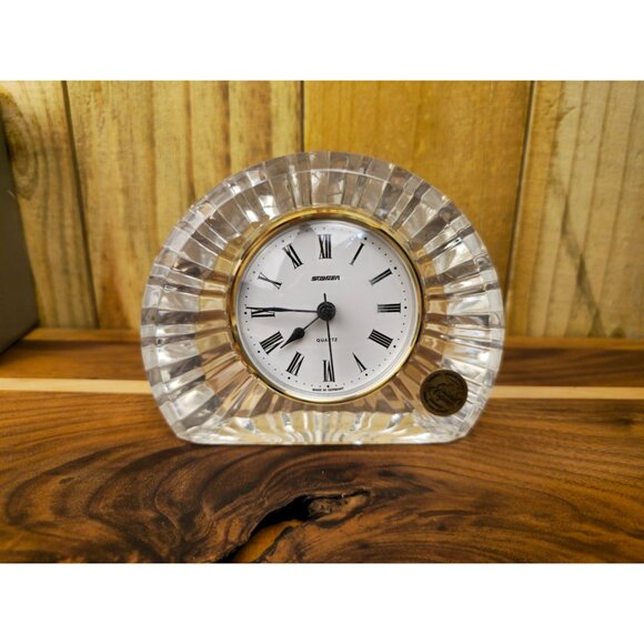 Cristal DArques France Crystal Desk Clock With Roman Numerals & Battery Included - Picture 1 of 12